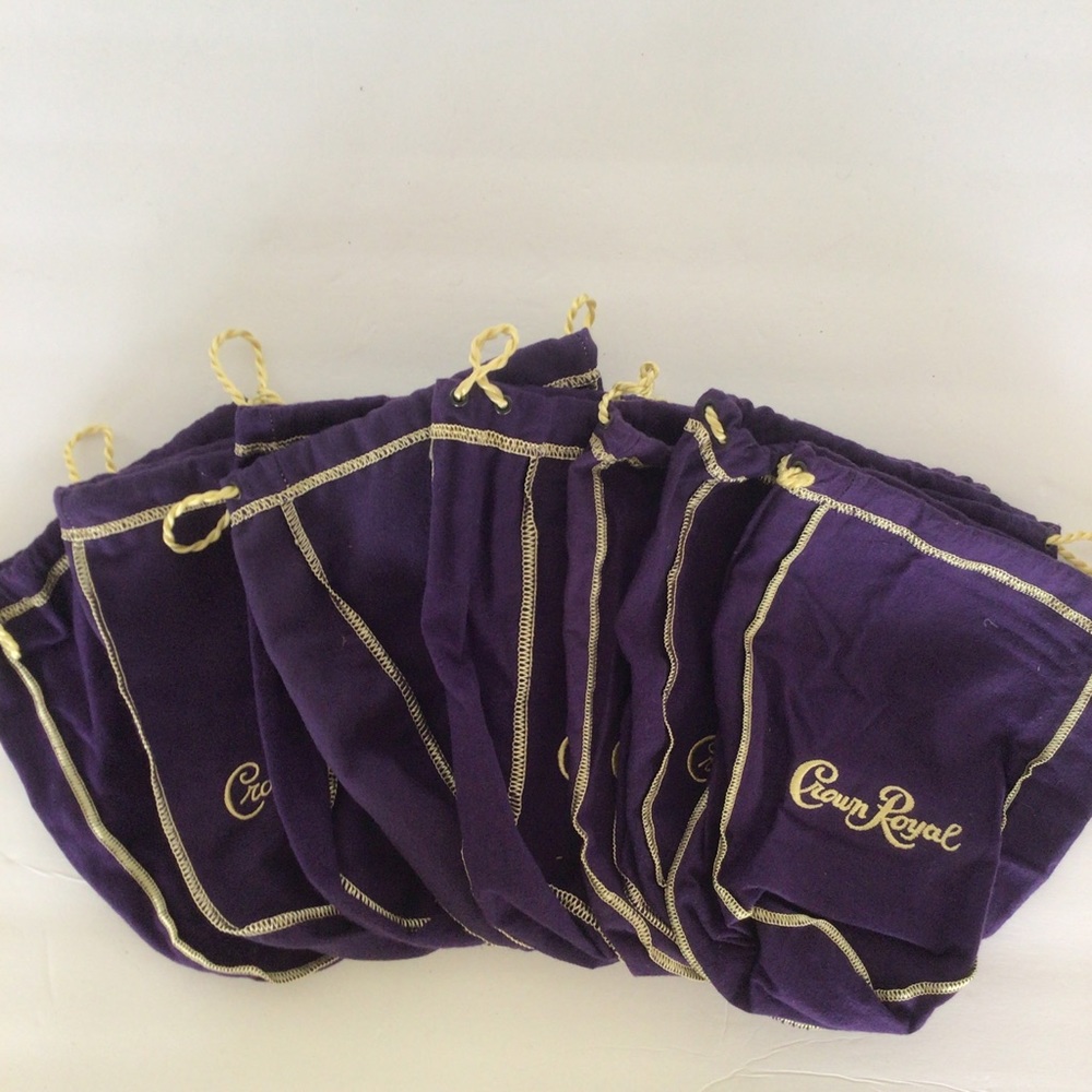 8 Crown Royal 9'' Draw String Purple Bags